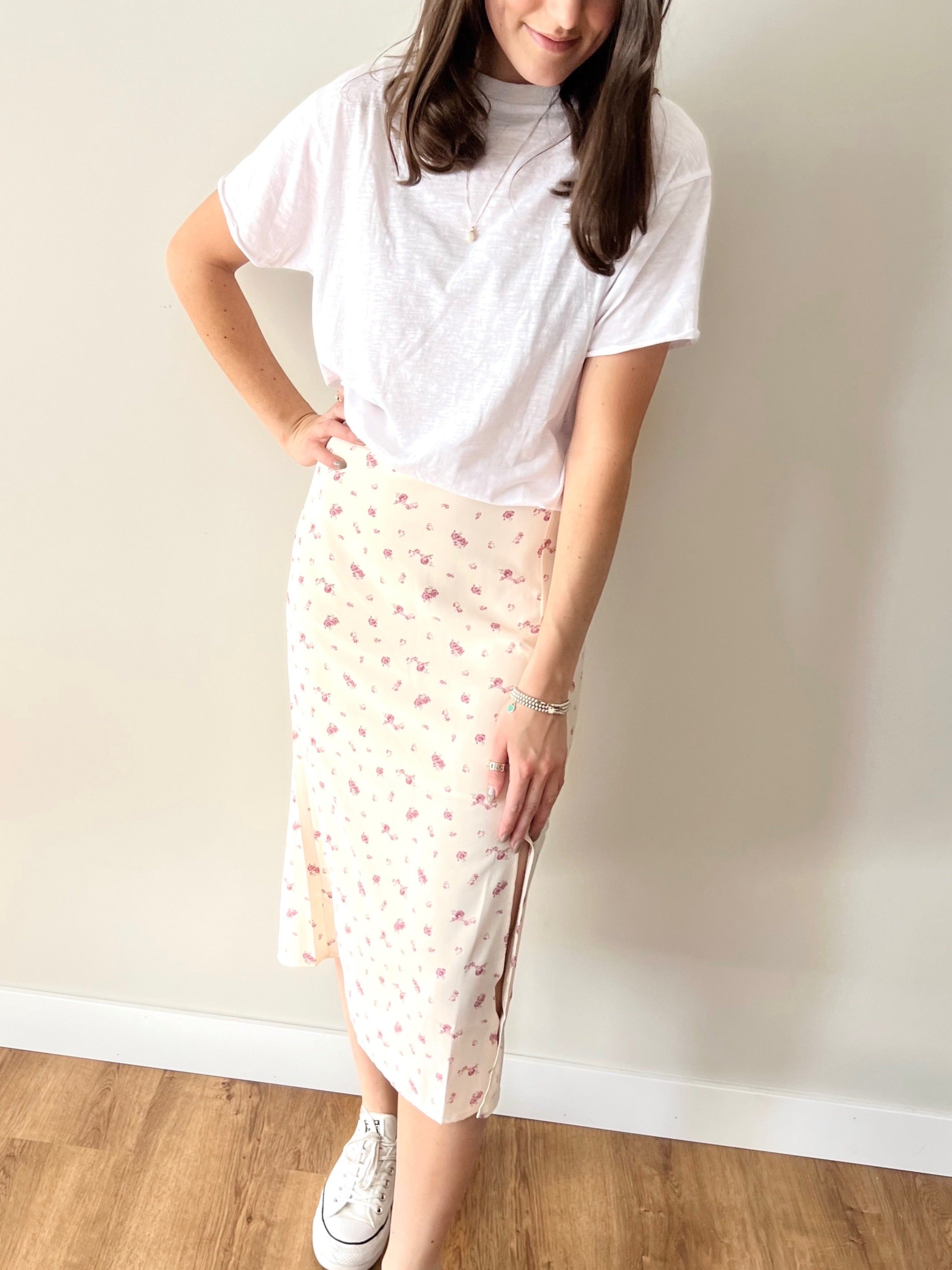 Floral midi skirt canada sale