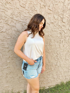 Sadie & Sage Look Up Sleeveless Ribknit Turtleneck Tank - Cream