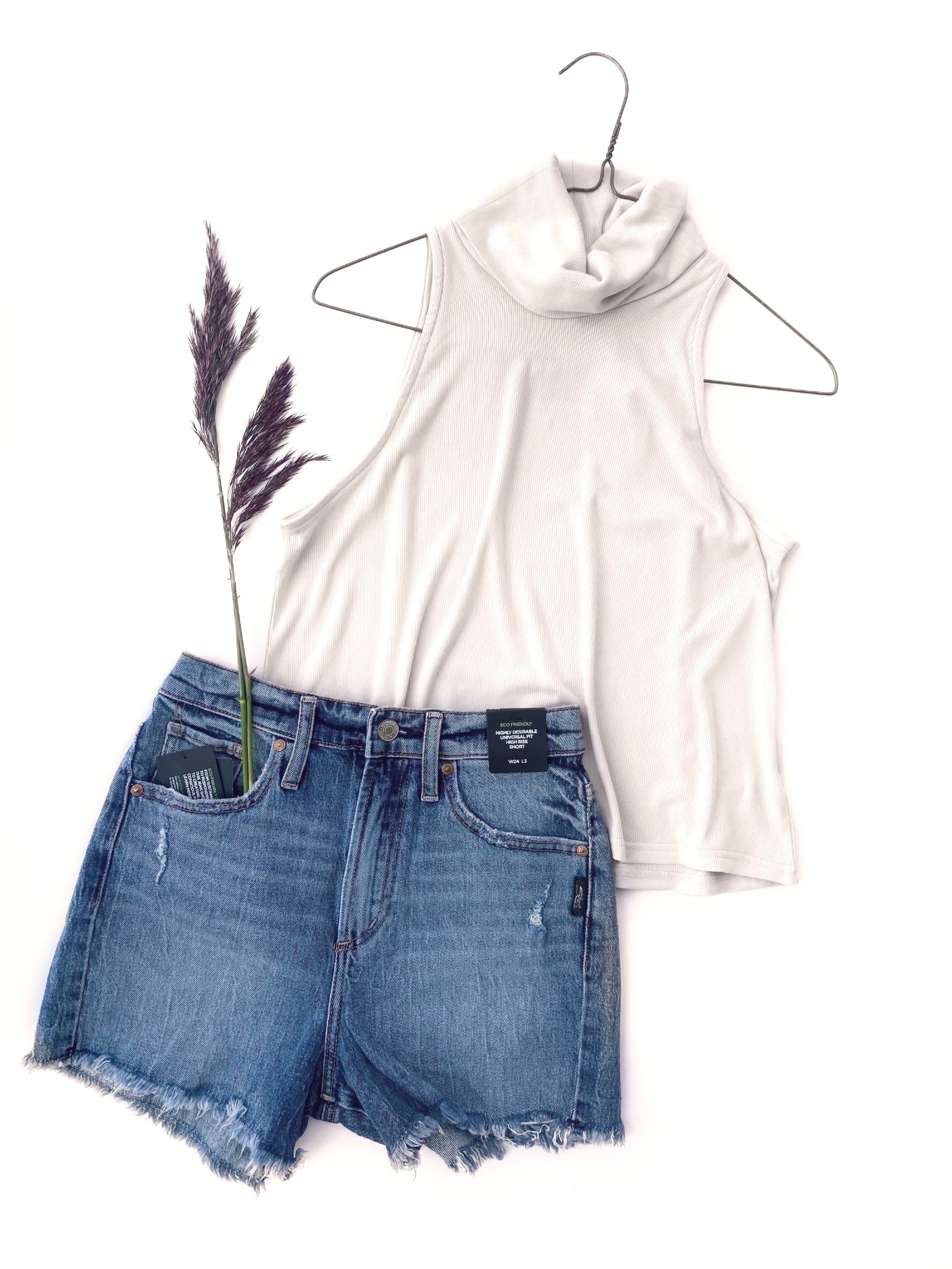 Sadie & Sage Look Up Sleeveless Ribknit Turtleneck Tank - Cream