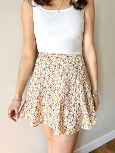 Cream floral mini sales skirt